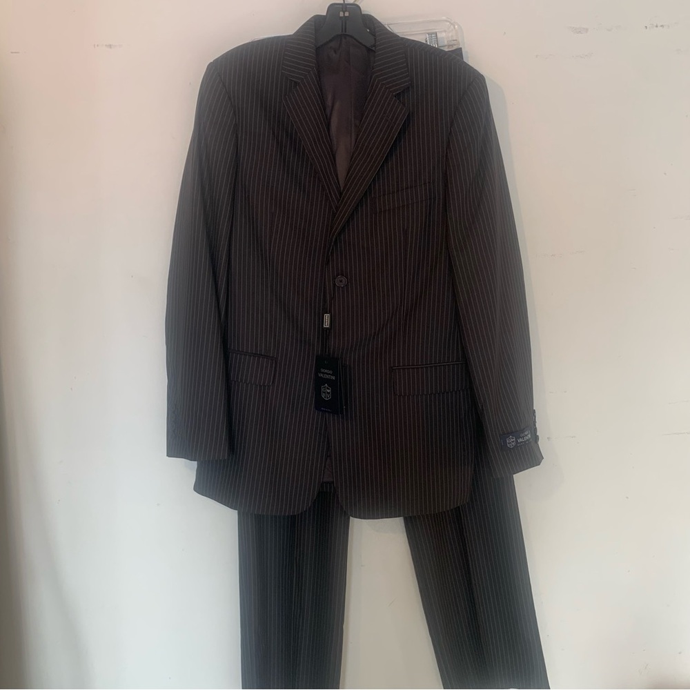 New With Tags Georgio Valentini Pinstripe 100% Wool Suit Size 22 Boys Small mens